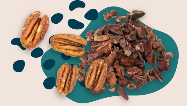 Collage of cacao and pecans