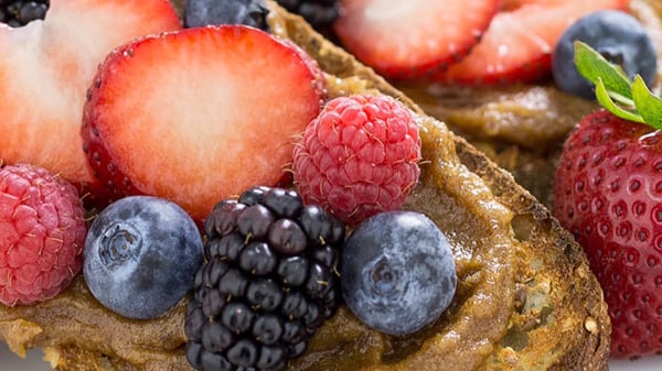 loaded toast with berries