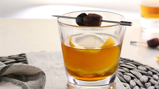 old fashioned cocktail with medjool date syrup