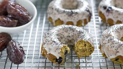 vegan medjool date blueberry donut
